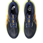 ASICS Novablast 5 Bleu nuit-Vert citron / Indigo Blue-Amber — vue dessus (1011B974-402)