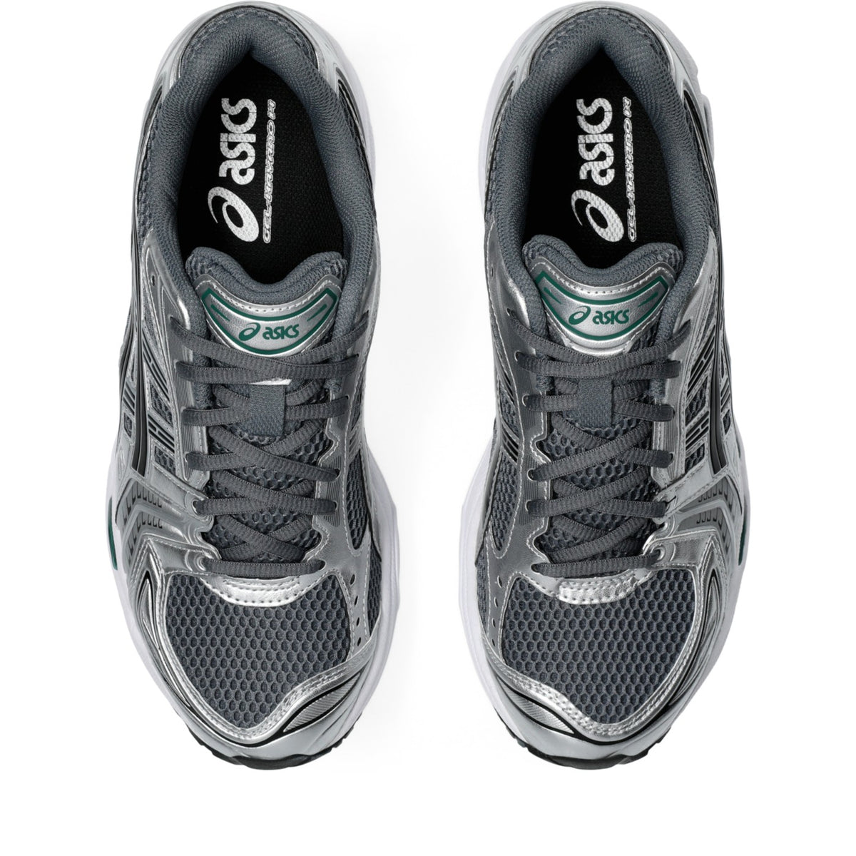 ASICS GEL-Kayano 14 Gris / Argent / Vert – vue du dessus