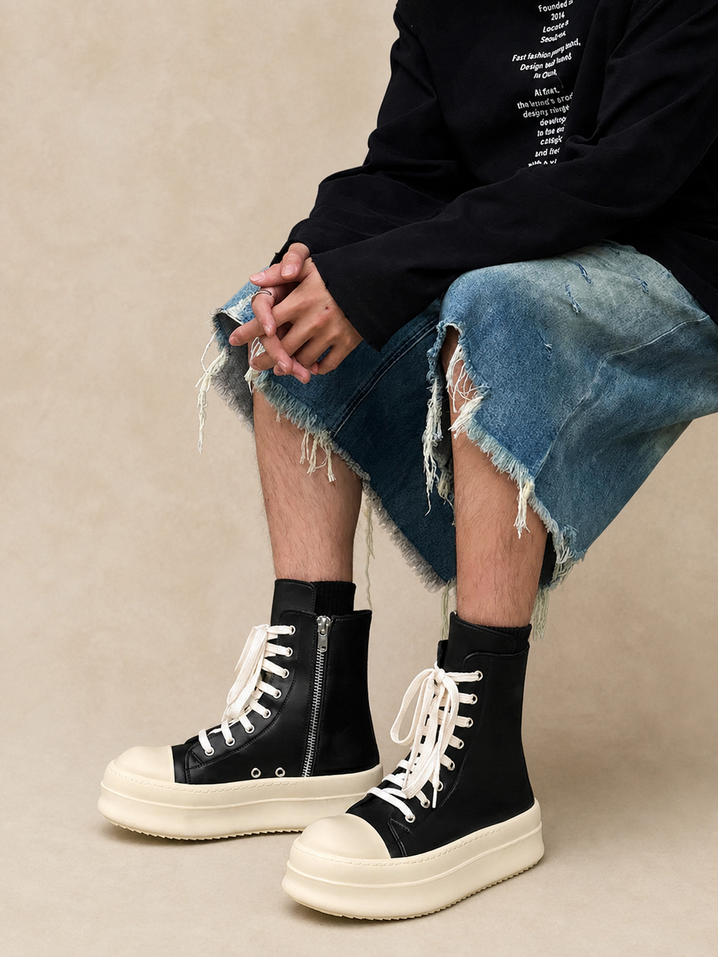 Baskets montantes homme zippées à plateforme — vue 2