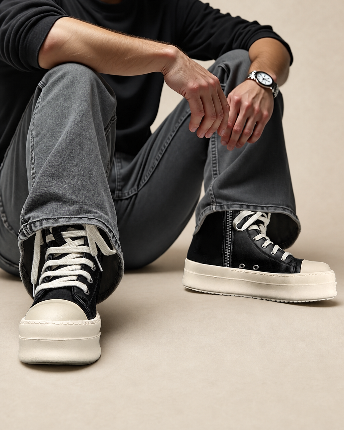 Baskets montantes homme zippées à plateforme — vue 3