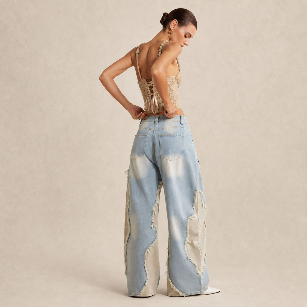 Jean baggy femme patchwork déchiré — vue 4