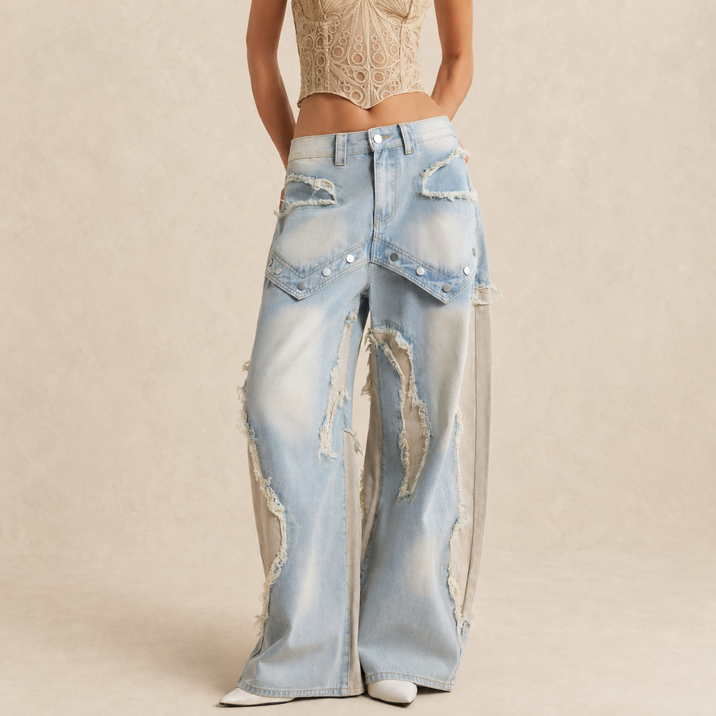 Jean baggy femme patchwork déchiré — vue 5