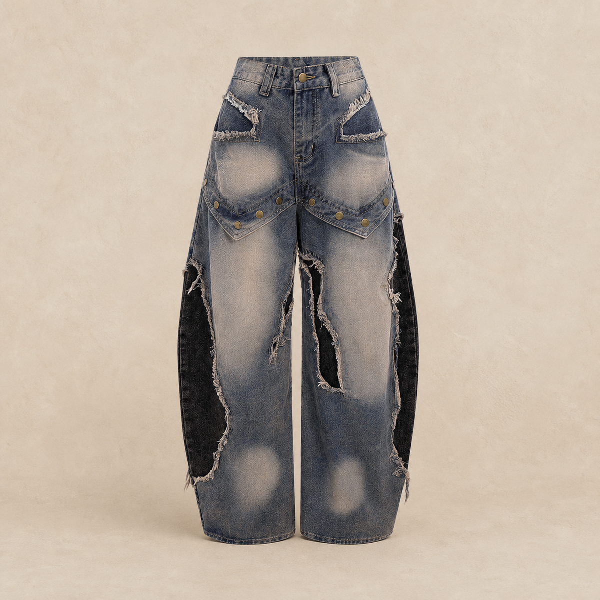 Jean baggy femme patchwork déchiré — vue 7