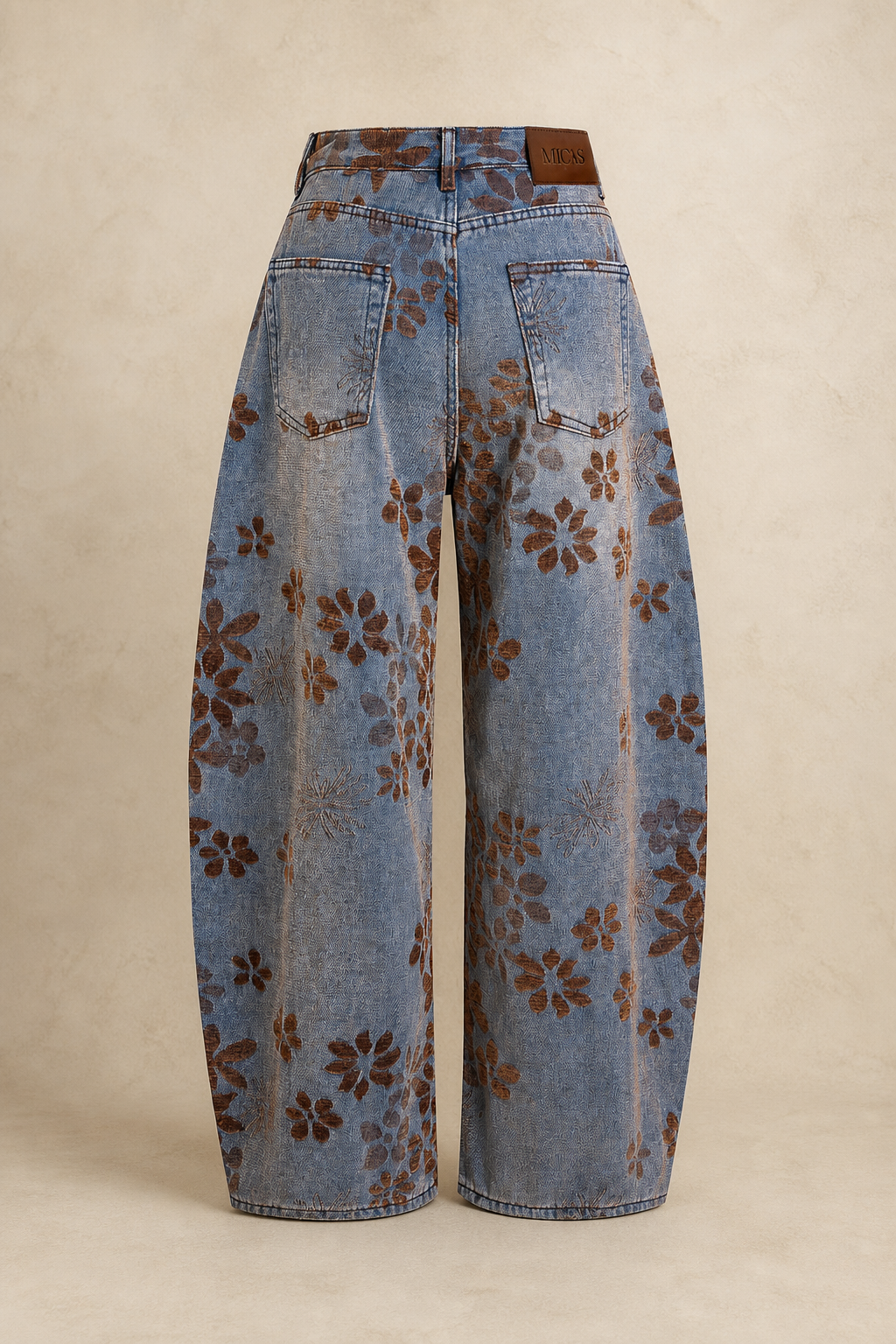 Jean baggy femme taille haute à imprimé floral — vue 2