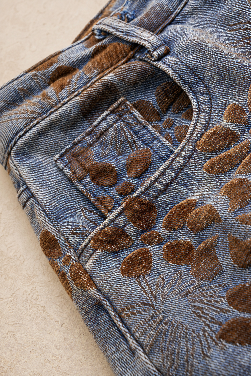 Jean baggy femme taille haute à imprimé floral — vue 3