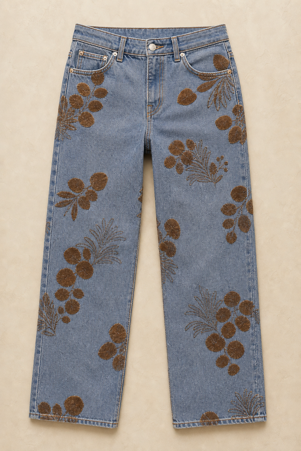 Jean baggy femme taille haute à imprimé floral — vue 4