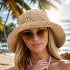 Chapeau de soleil d'été pliable pour femme – Accessoire de plage à larges bords — vue 2