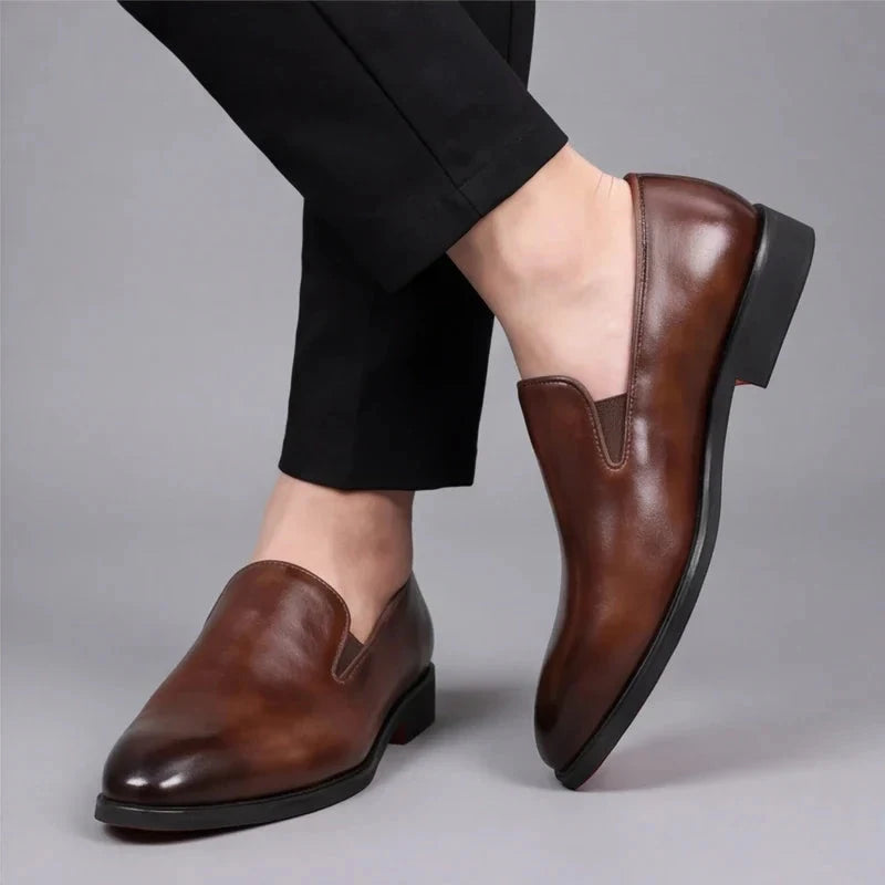 Mocassins homme en cuir italien à semelle rouge – vue 10