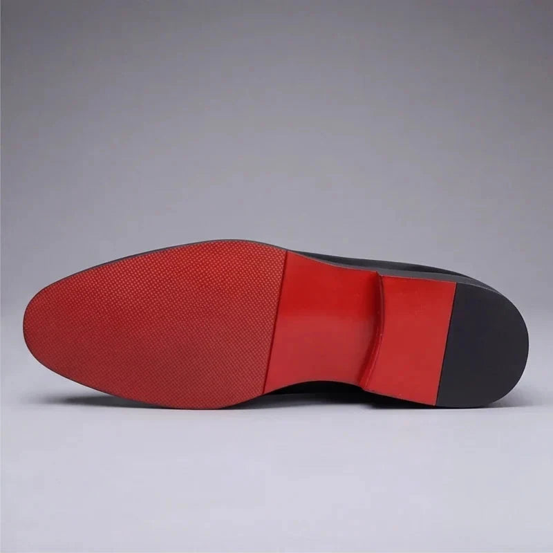 Mocassins homme en cuir italien à semelle rouge – vue 11