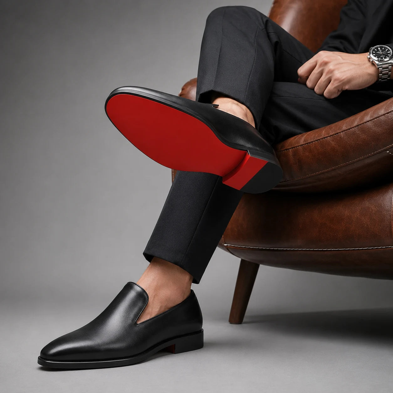 Mocassins homme en cuir italien à semelle rouge – vue 12