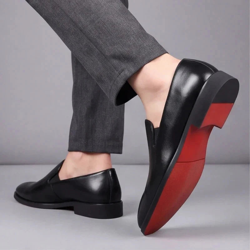 Mocassins homme en cuir italien à semelle rouge – vue 3