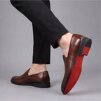 Mocassins homme en cuir italien à semelle rouge – vue 7