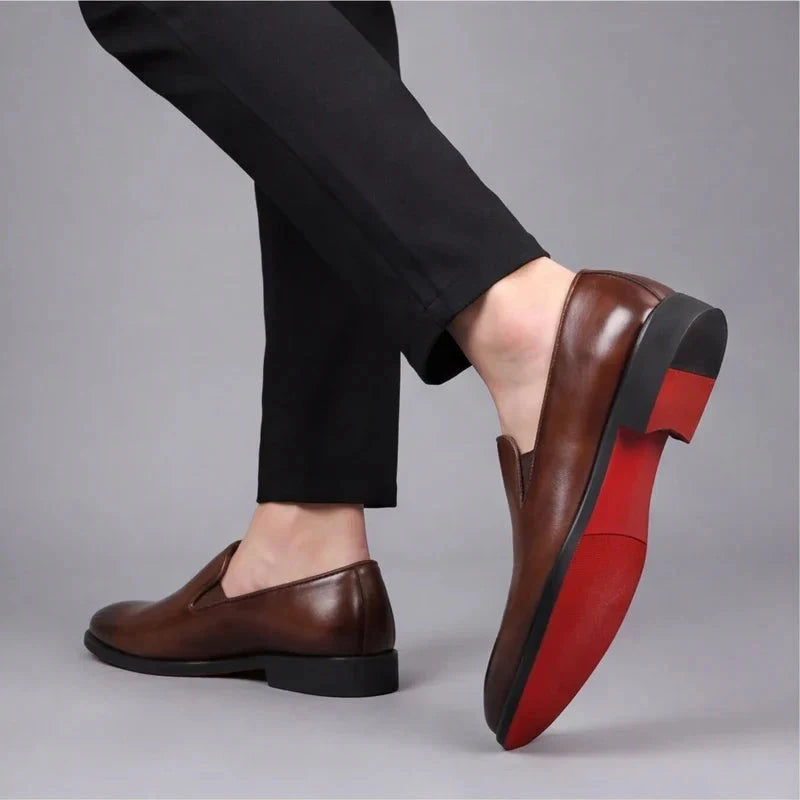 Mocassins homme en cuir italien à semelle rouge – vue 7