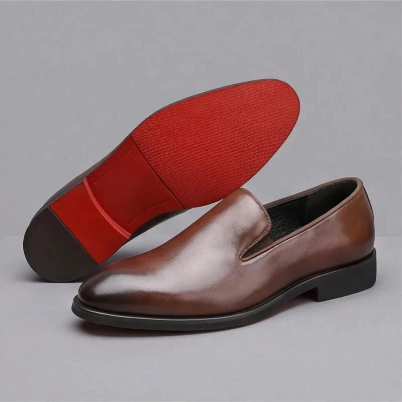 Mocassins homme en cuir italien à semelle rouge – vue 9