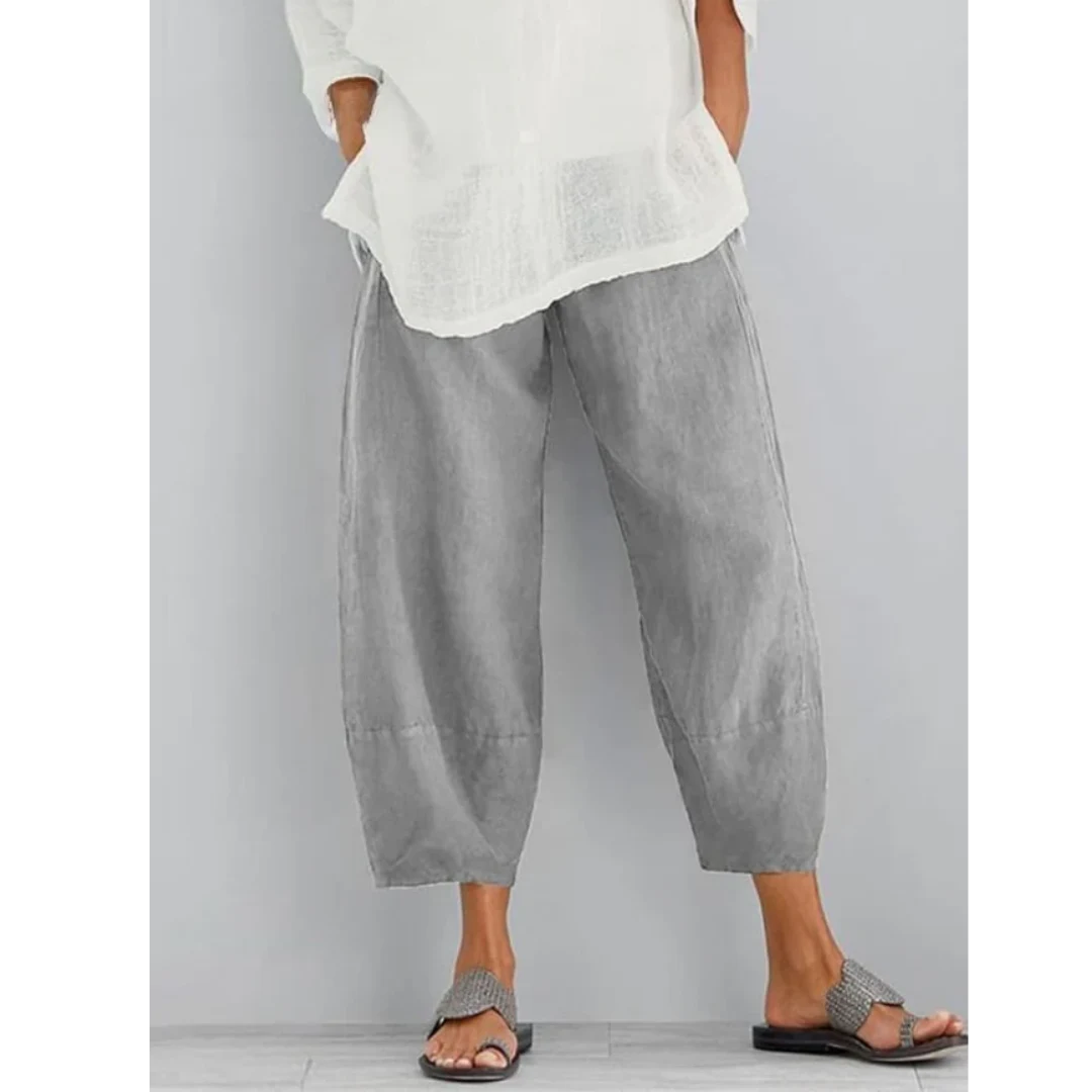 Pantalon en lin femme léger et respirant à coupe fluide – Elena – vue 2