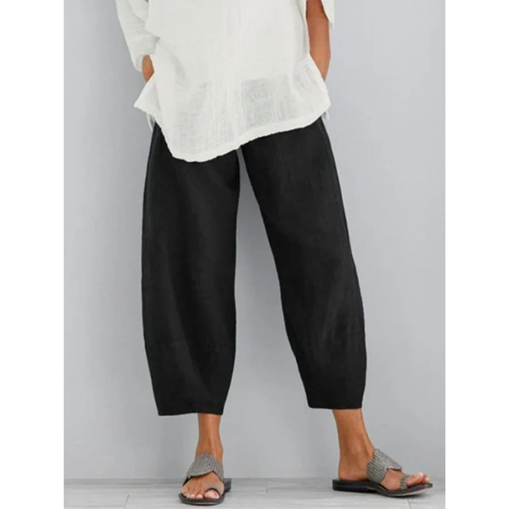 Pantalon en lin femme léger et respirant à coupe fluide – Elena – vue 3