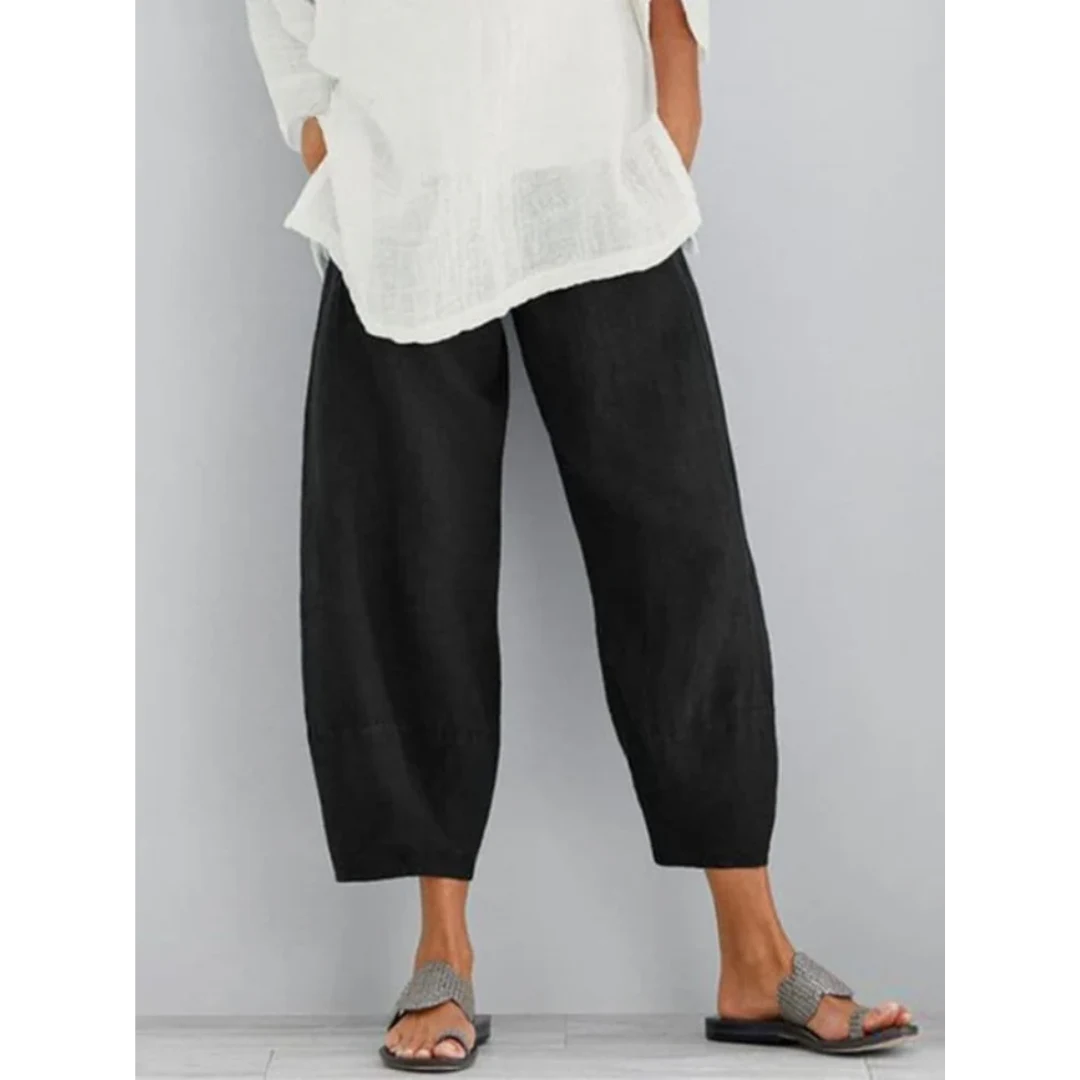 Pantalon en lin femme léger et respirant à coupe fluide – Elena – vue 3