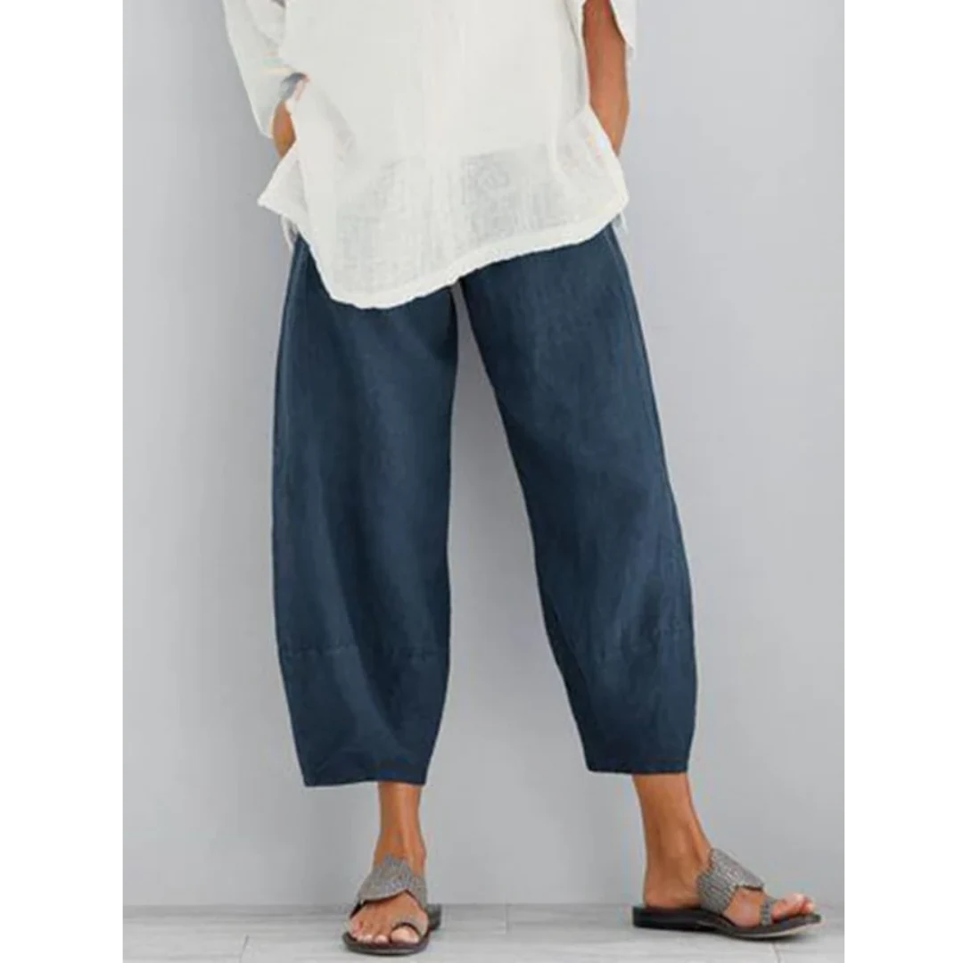 Pantalon en lin femme léger et respirant à coupe fluide – Elena – vue 4