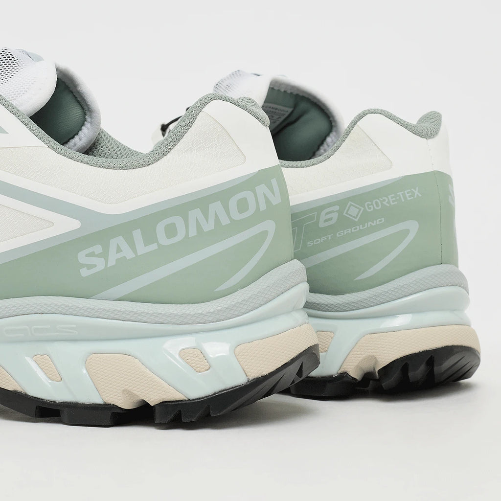 Salomon XT-6 GORE-TEX – White / Green Milieu / Ice Flow – detail talon