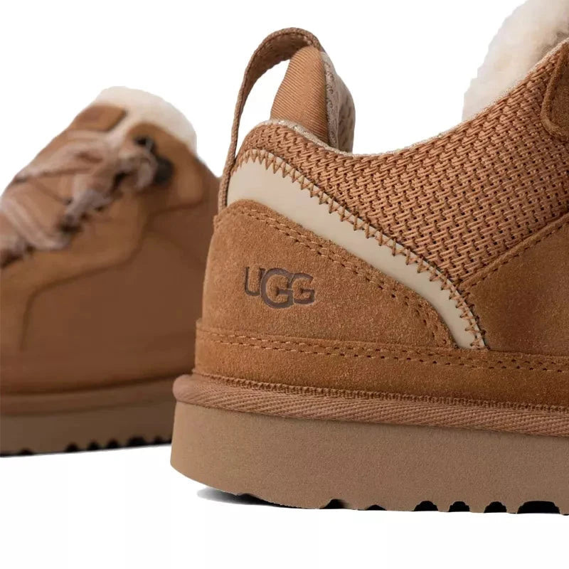 UGG Lowmel Femme – Chestnut & Beige – detail talon