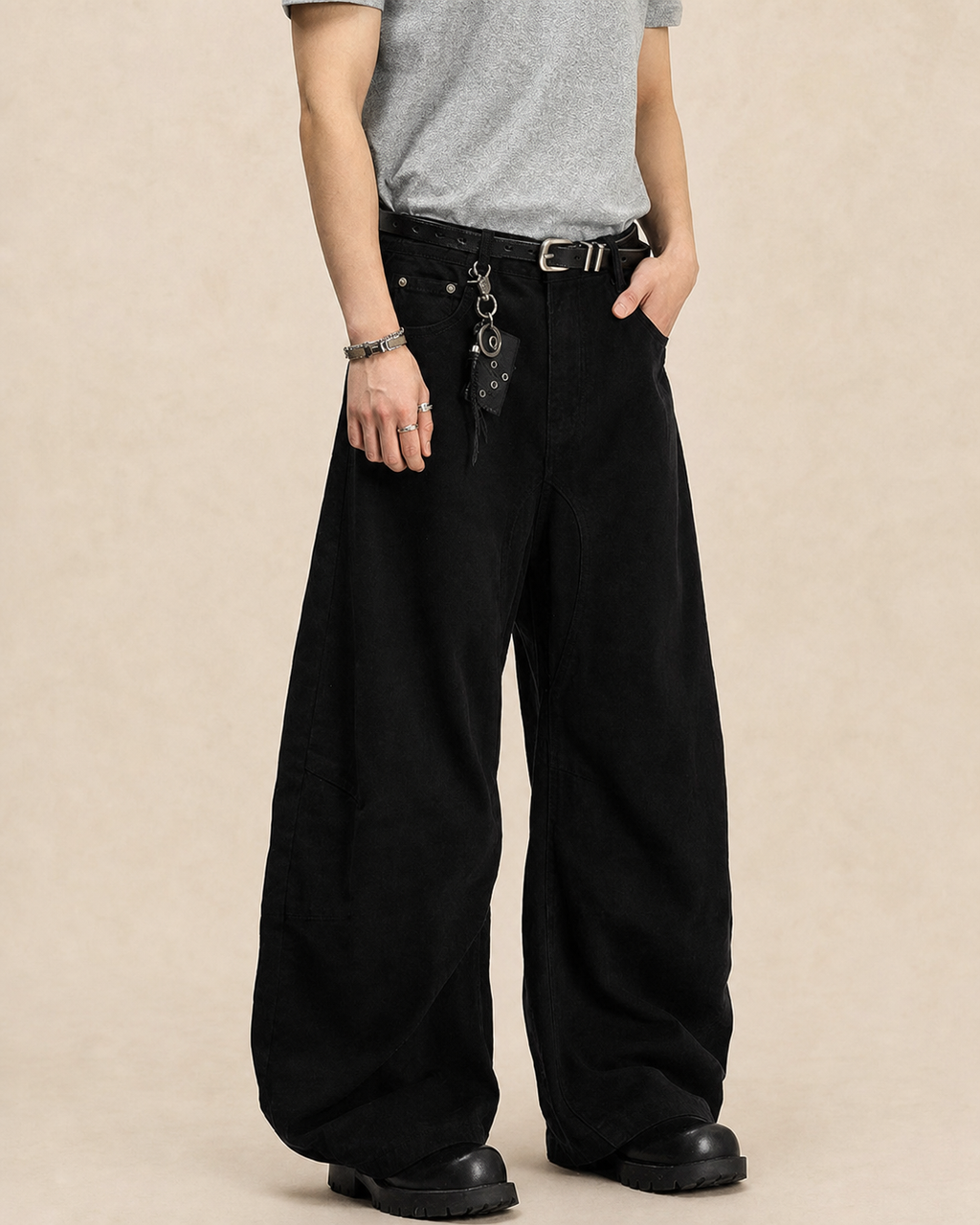 Pantalon cargo homme large en coton — vue 2