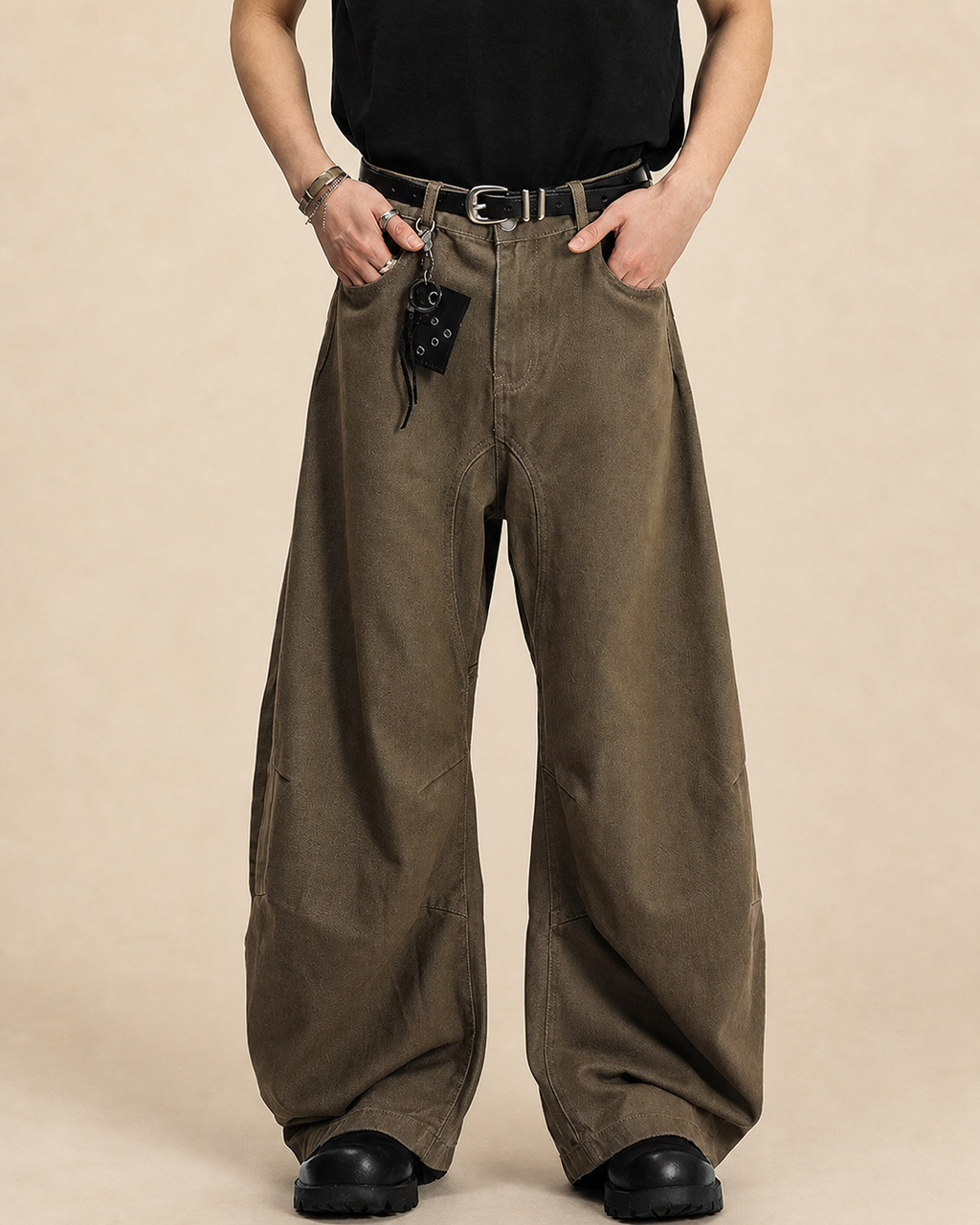 Pantalon cargo homme large en coton — vue 4