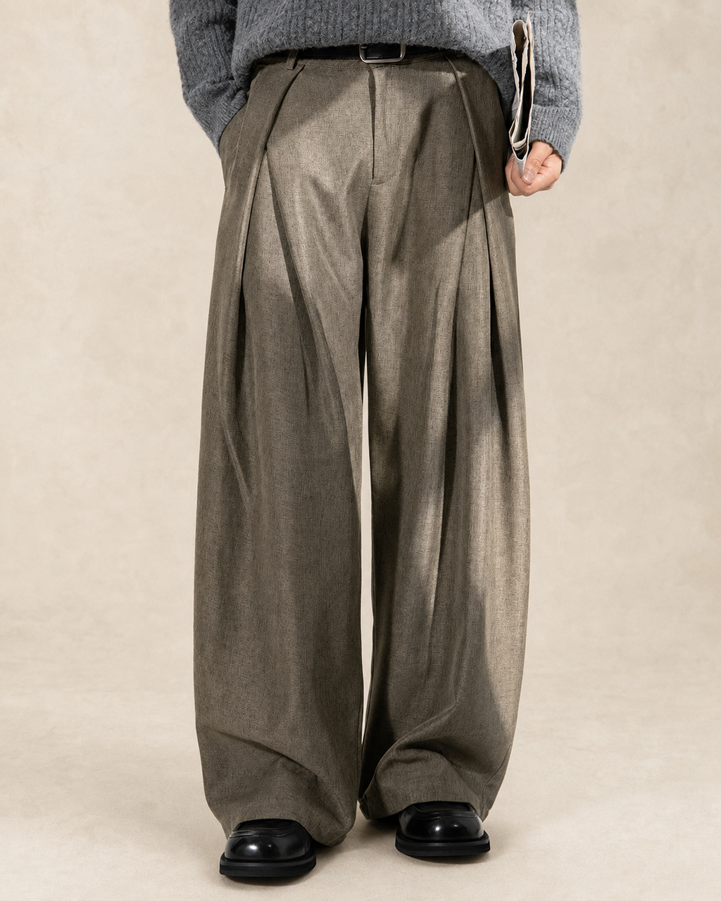 Pantalon homme à pinces et jambe large — vue 1