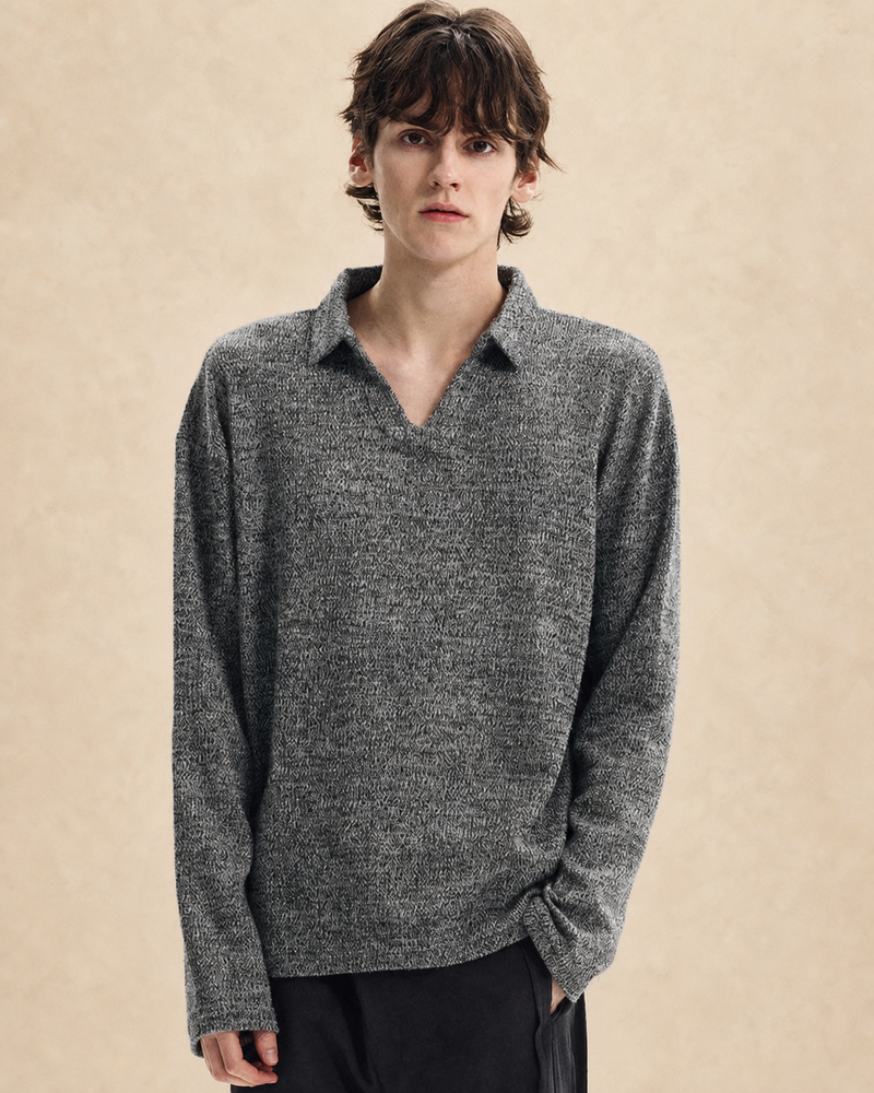 Polo homme en maille à col ouvert — vue 1