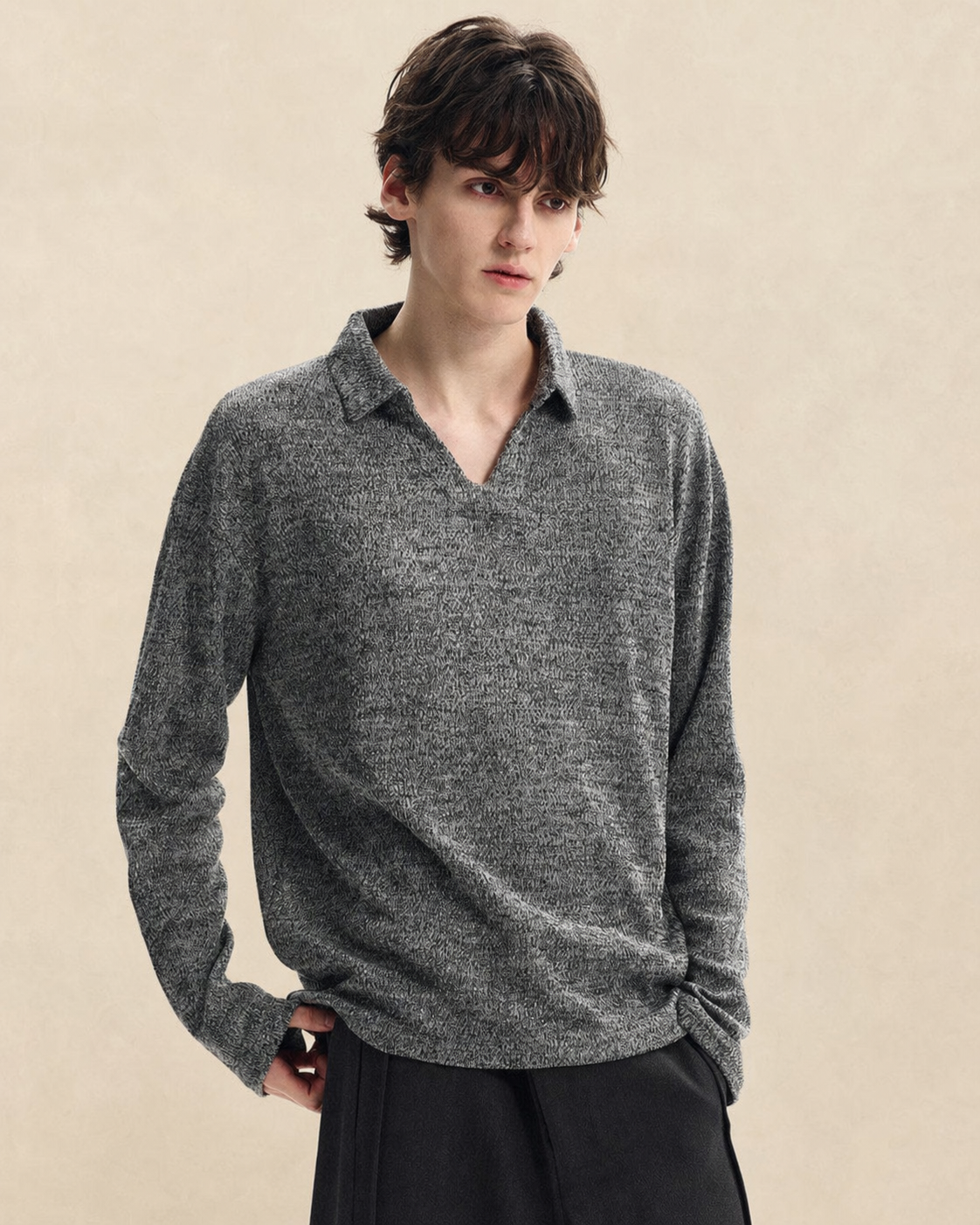 Polo homme en maille à col ouvert — vue 2