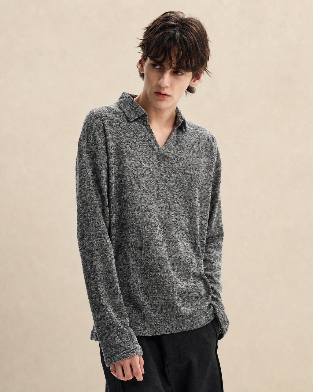 Polo homme en maille à col ouvert — vue 3