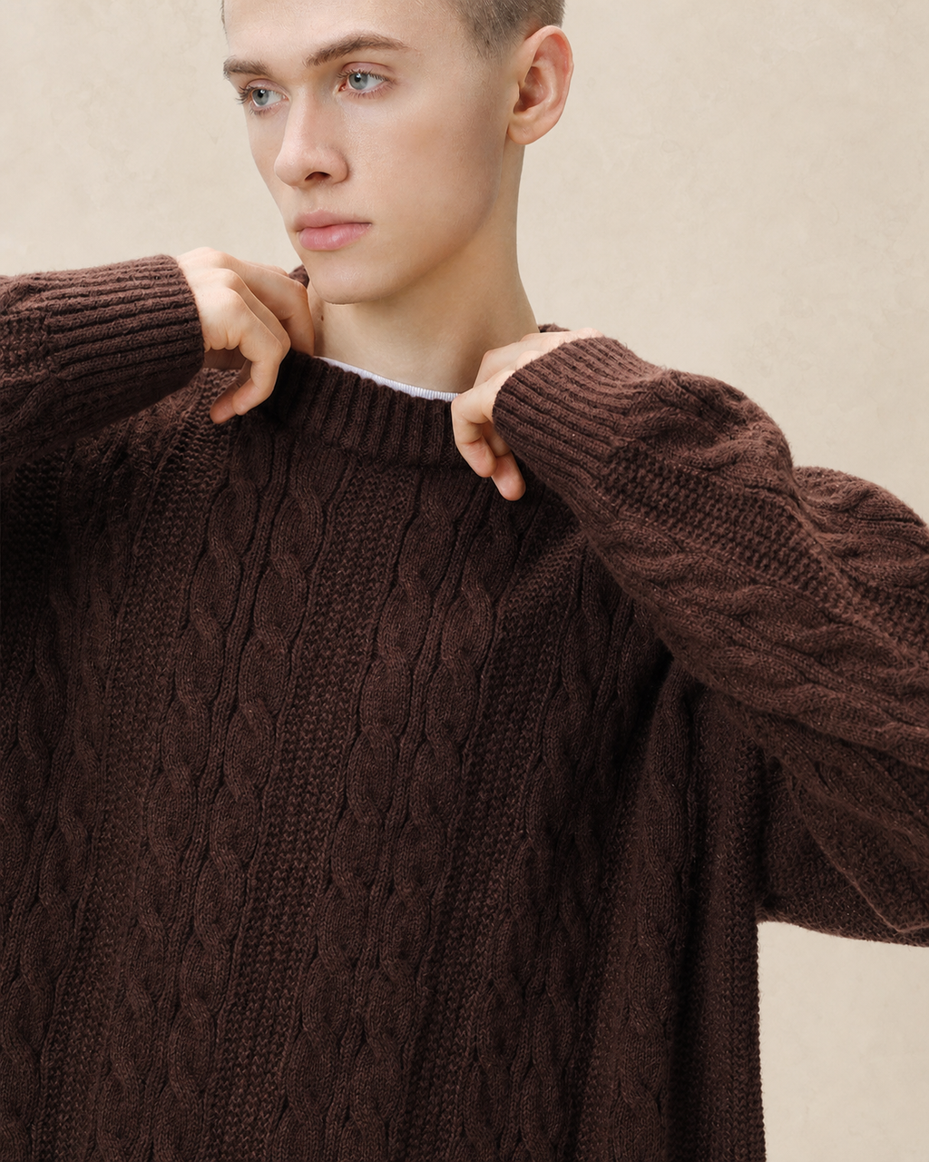 Pull homme en maille torsadée — vue 2