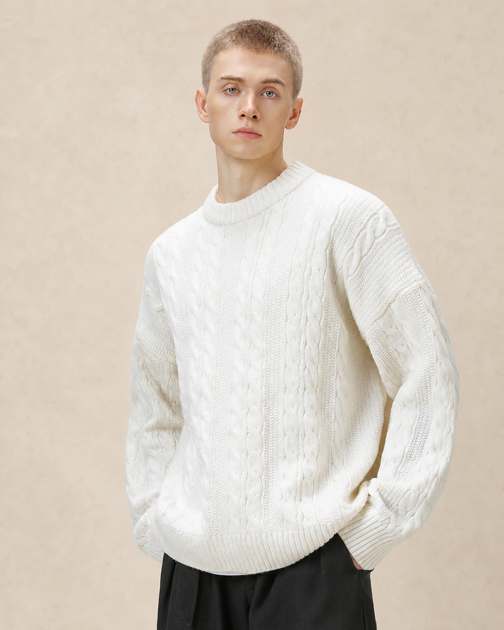 Pull homme en maille torsadée — vue 4